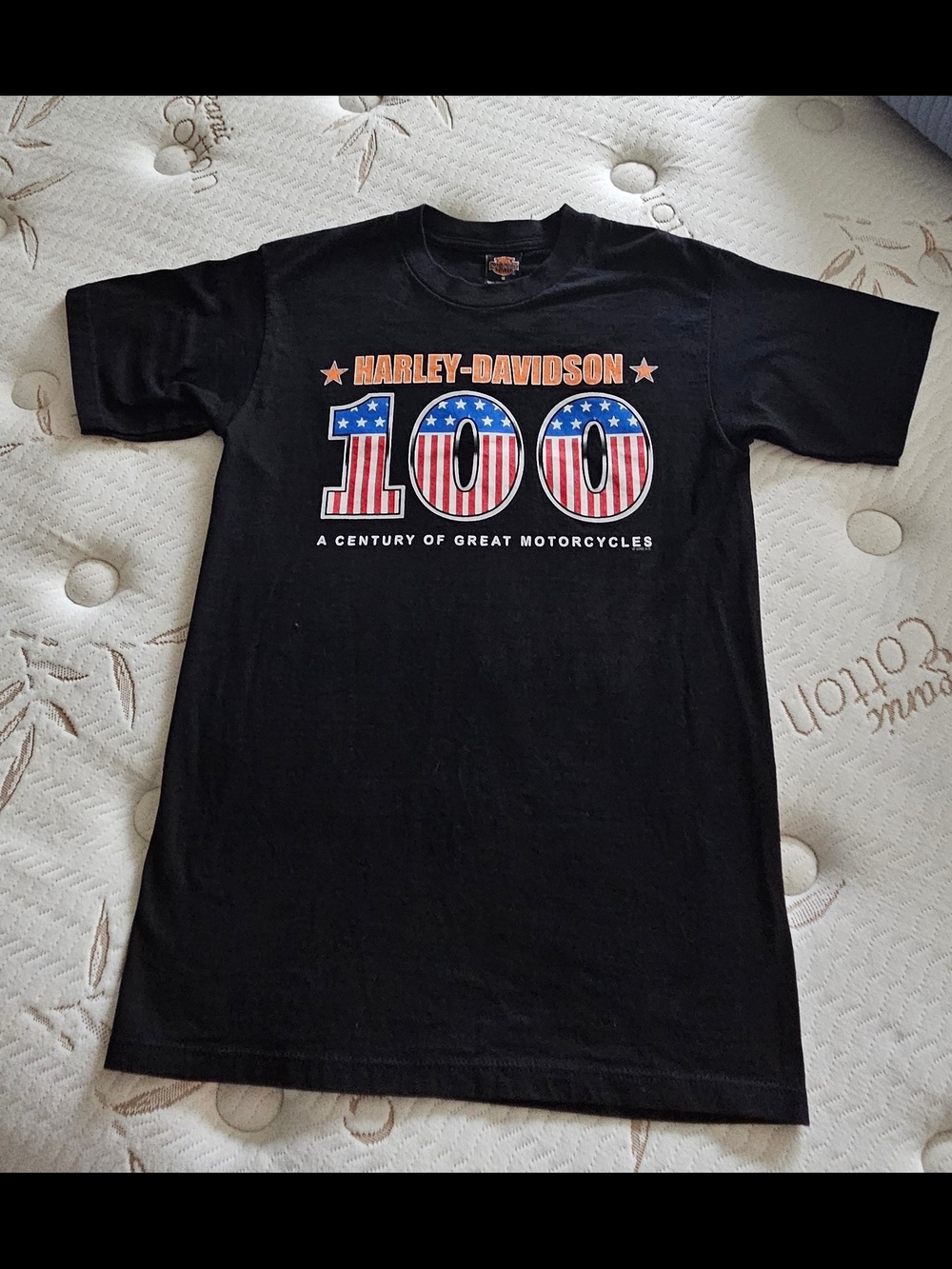 Harley-Davidson 100 Anniversary Black Men's sz M T-Shirt Stars & Stripes Graphic